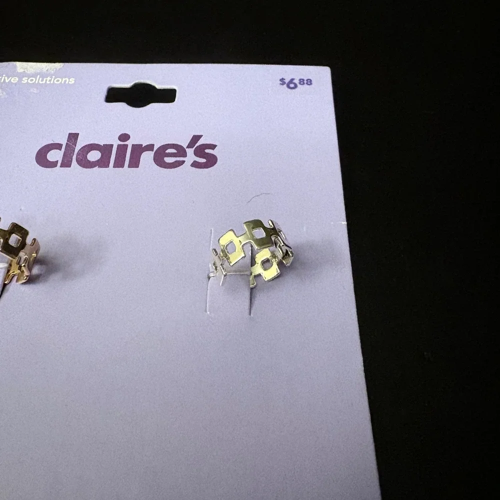 NWT Claire's Geometric Ear Cuffs Sensitive Solutions‎ Silver Bronze Tone